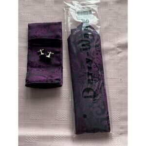 Barry Wang Four pc Matching Necktie / Pocket Square / 2 Cufflinks, Brand New